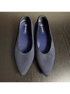 VIVAIA Womens Aria Size 37 (US 6.5) Navy Blue Pointed Toe Flats Shoes